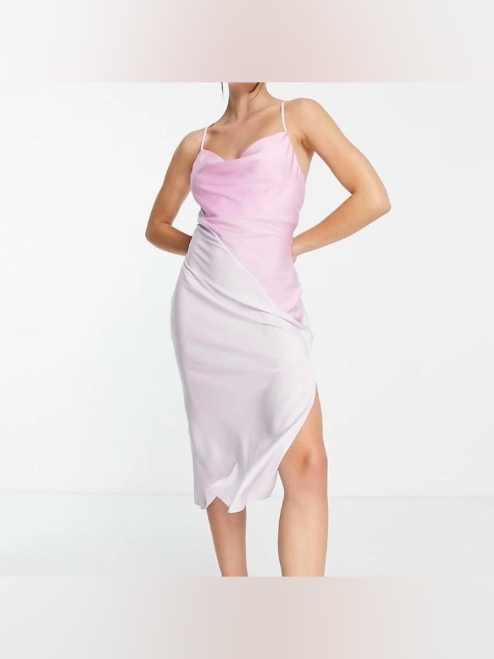 NWT ASOS Design Asymmetric Color Block Satin Slip Dress Size 12